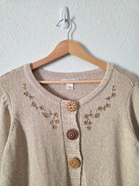 Floral Embroidered Cotton Sweater (XL)