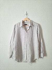 Quince Striped Linen Button Up (M)