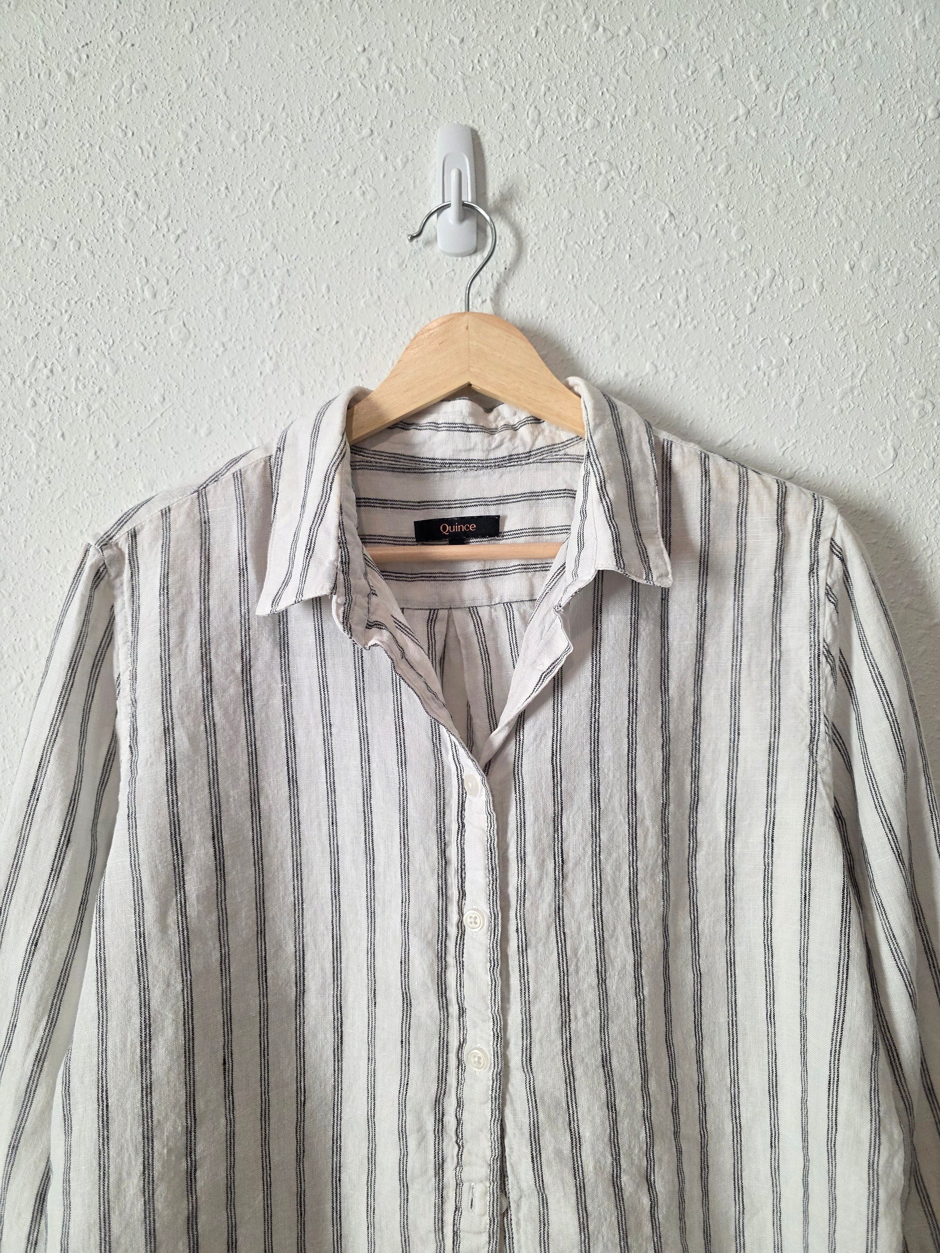 Quince Striped Linen Button Up (M)