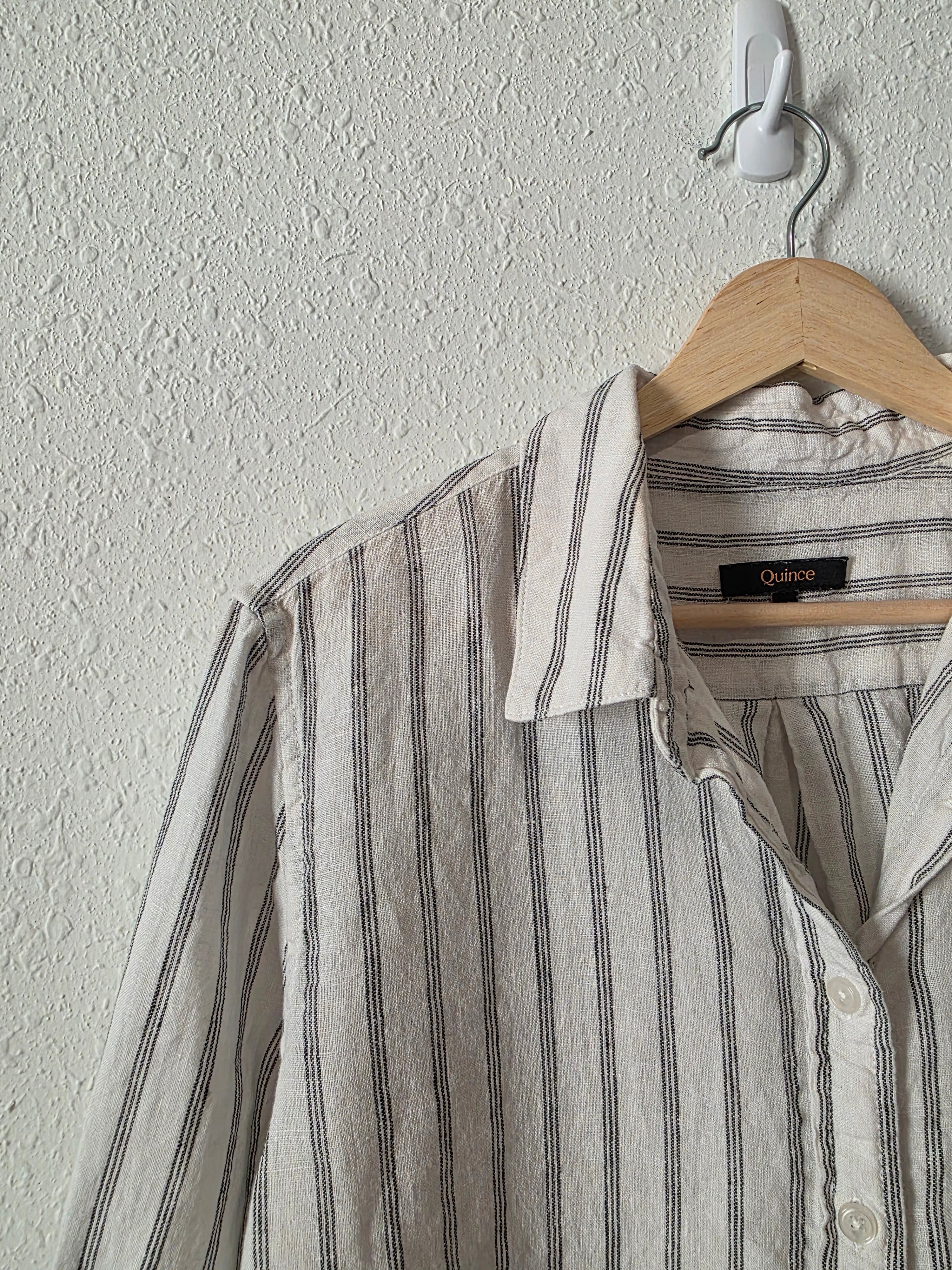 Quince Striped Linen Button Up (M)