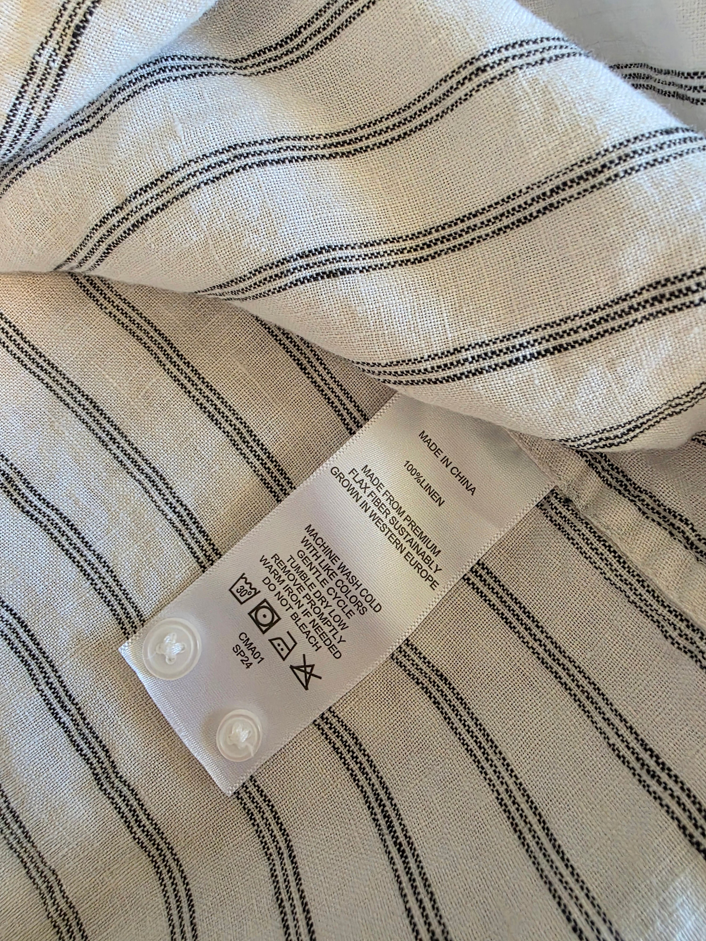 Quince Striped Linen Button Up (M)