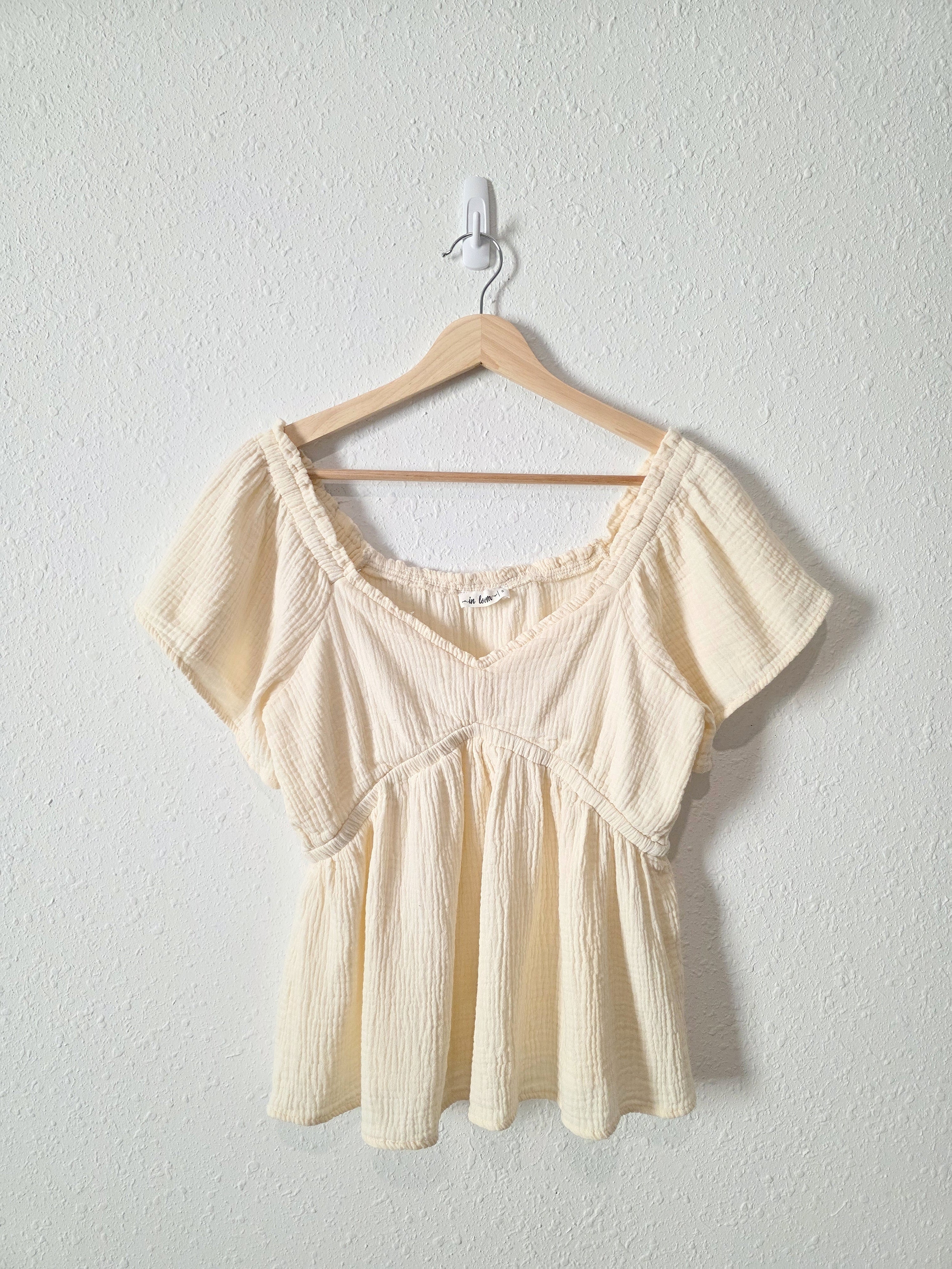 In Loom Cream Cotton Gauze Top (S)