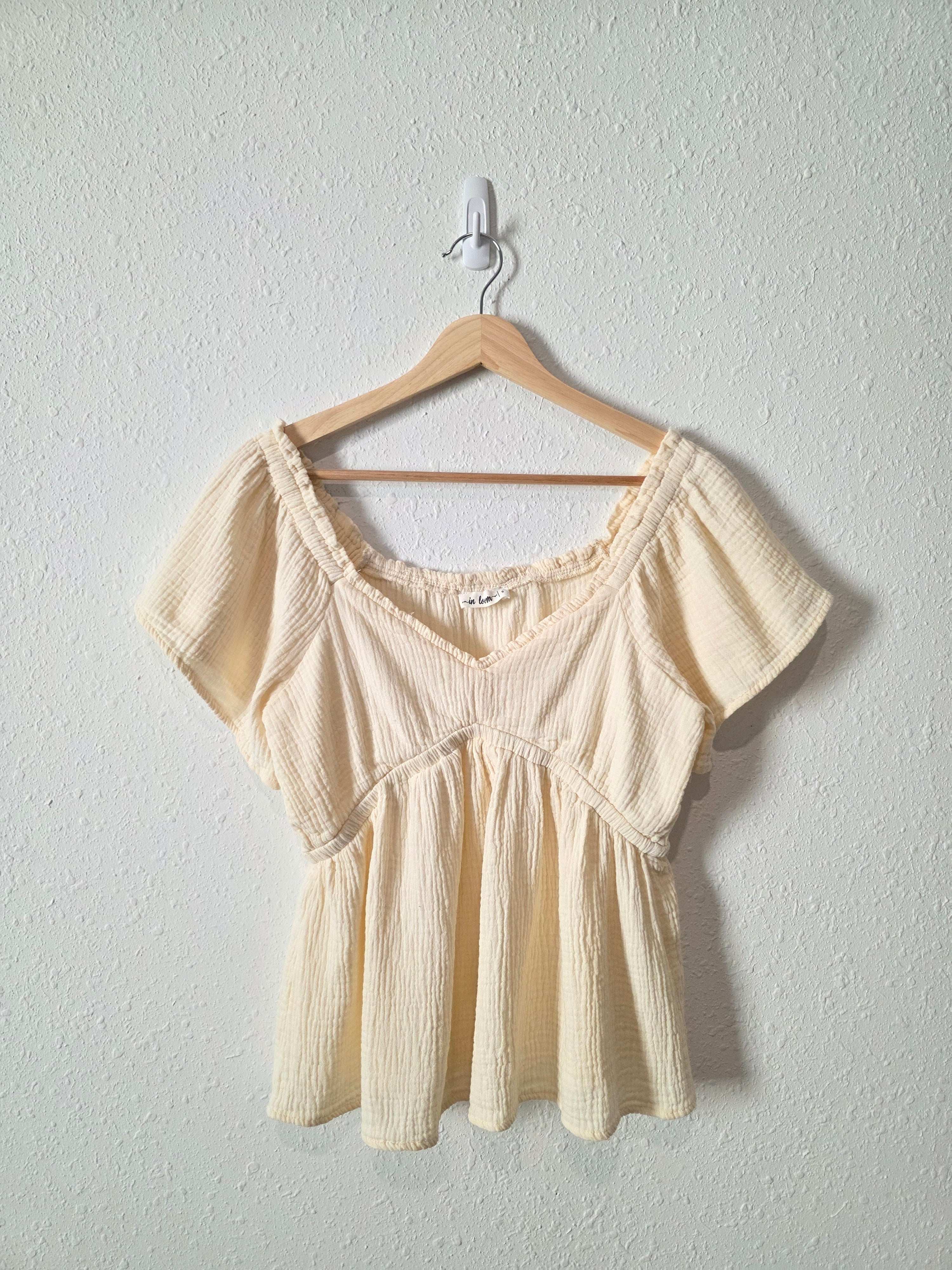 In Loom Cream Cotton Gauze Top (S)