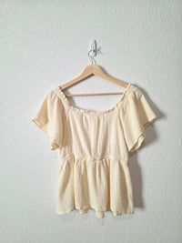 In Loom Cream Cotton Gauze Top (S)