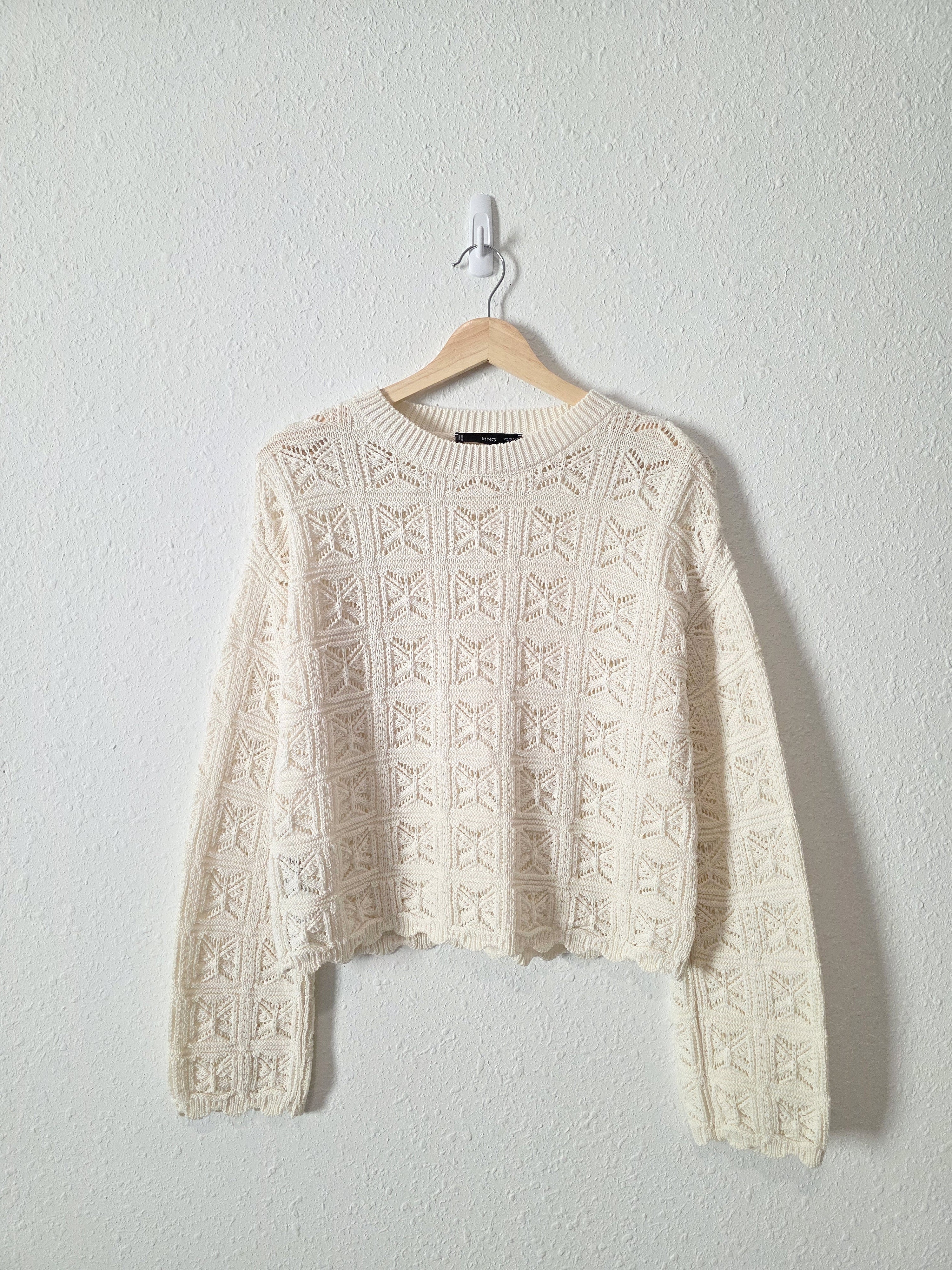 Mango Textured Crochet Sweater (M)