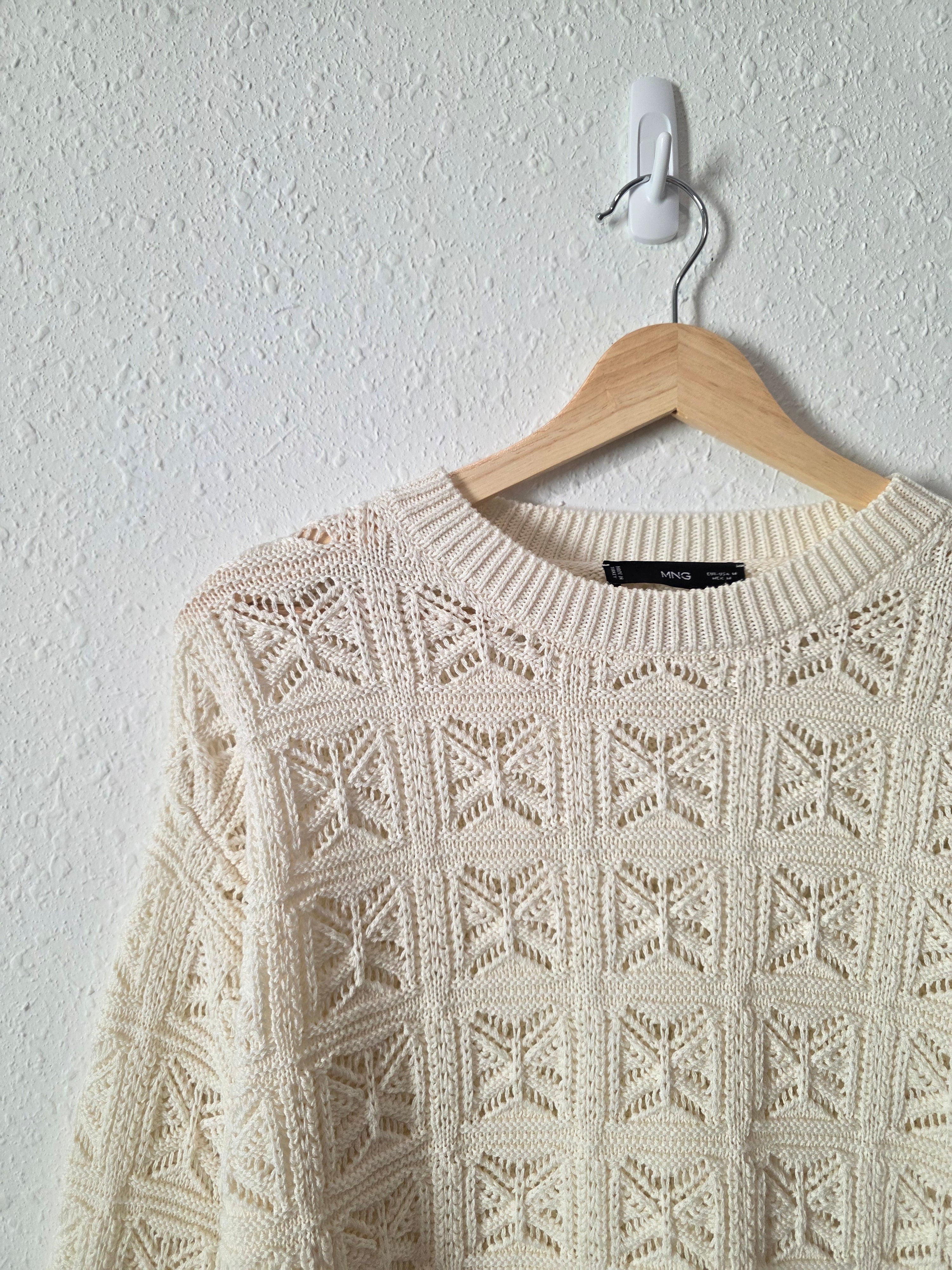 Mango Textured Crochet Sweater (M)