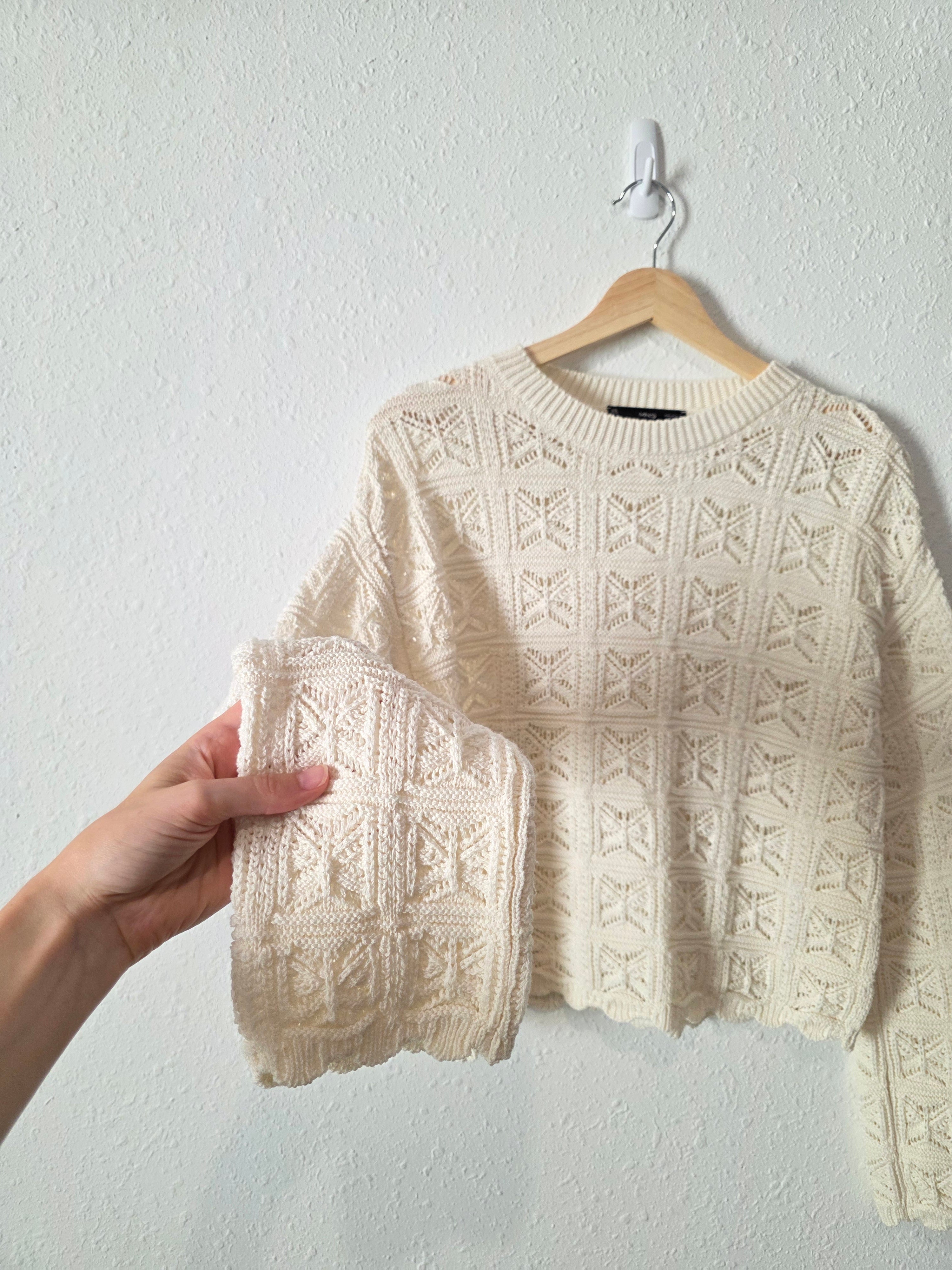 Mango Textured Crochet Sweater (M)