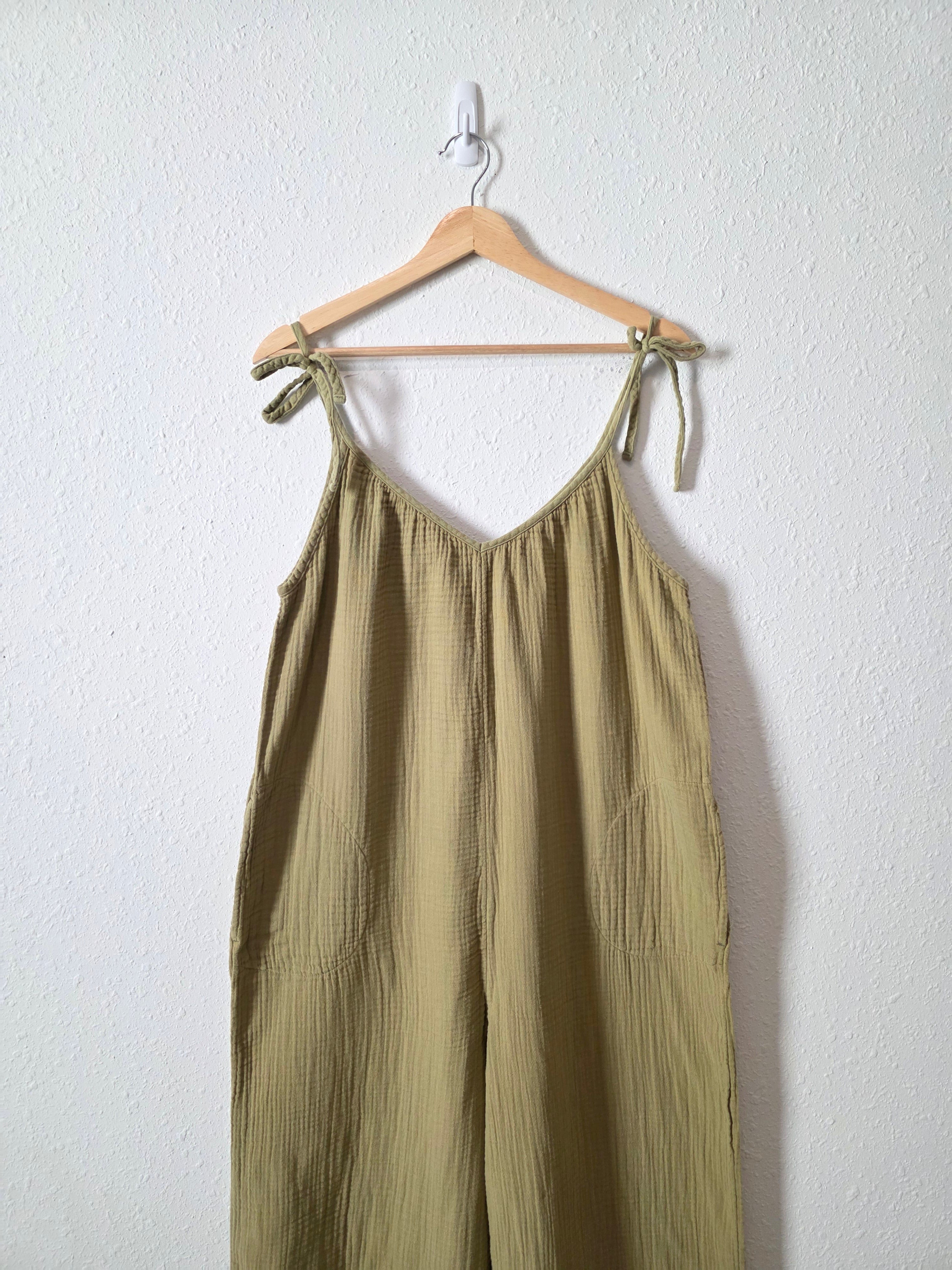 Sage Wide Leg Gauze Jumpsuit (L tall)