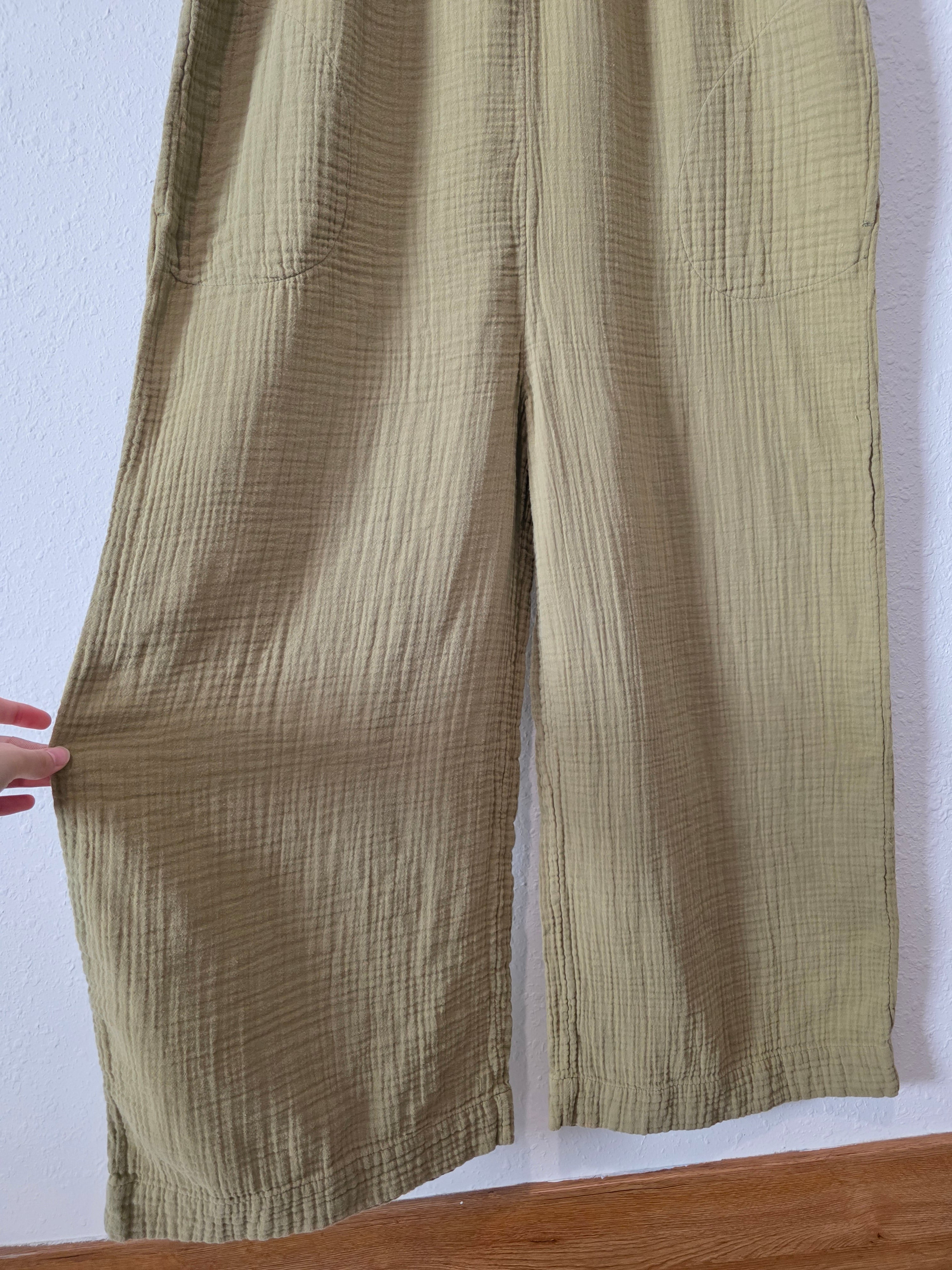 Sage Wide Leg Gauze Jumpsuit (L tall)