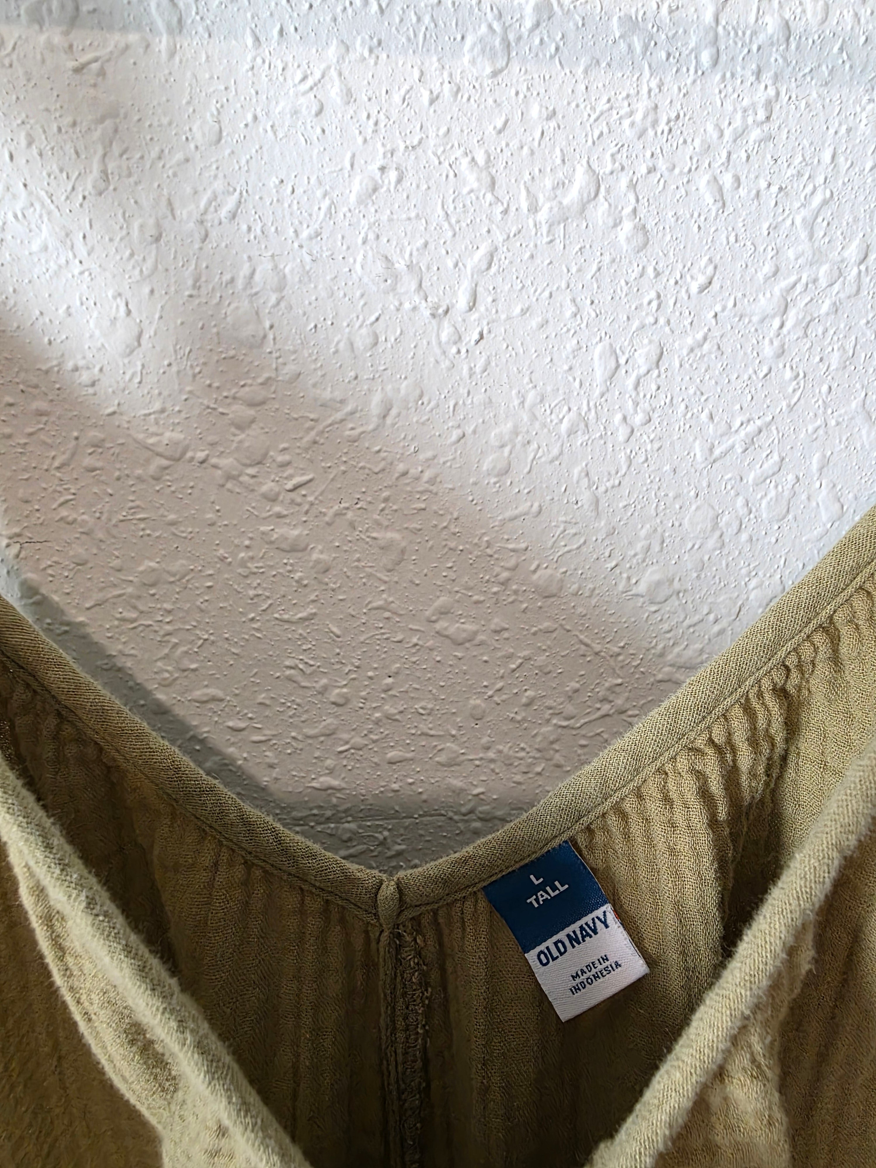 Sage Wide Leg Gauze Jumpsuit (L tall)