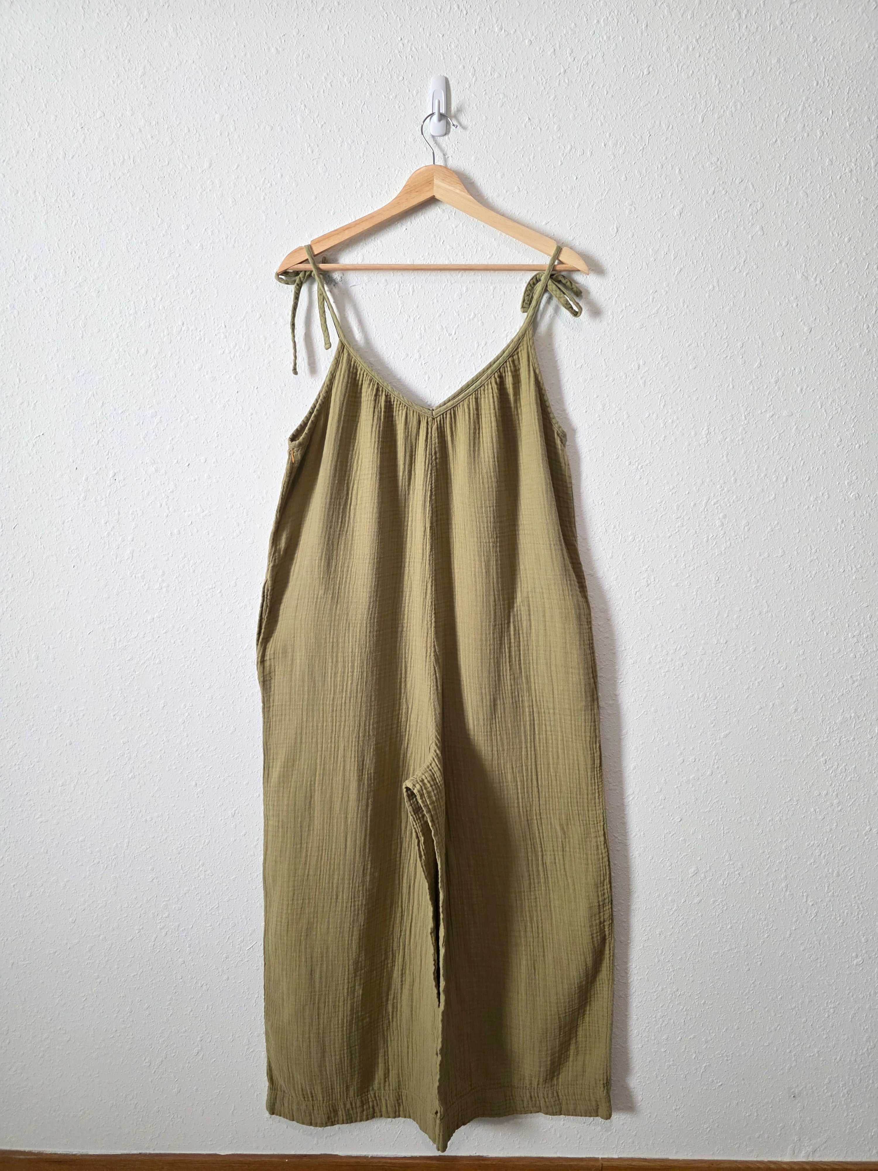 Sage Wide Leg Gauze Jumpsuit (L tall)