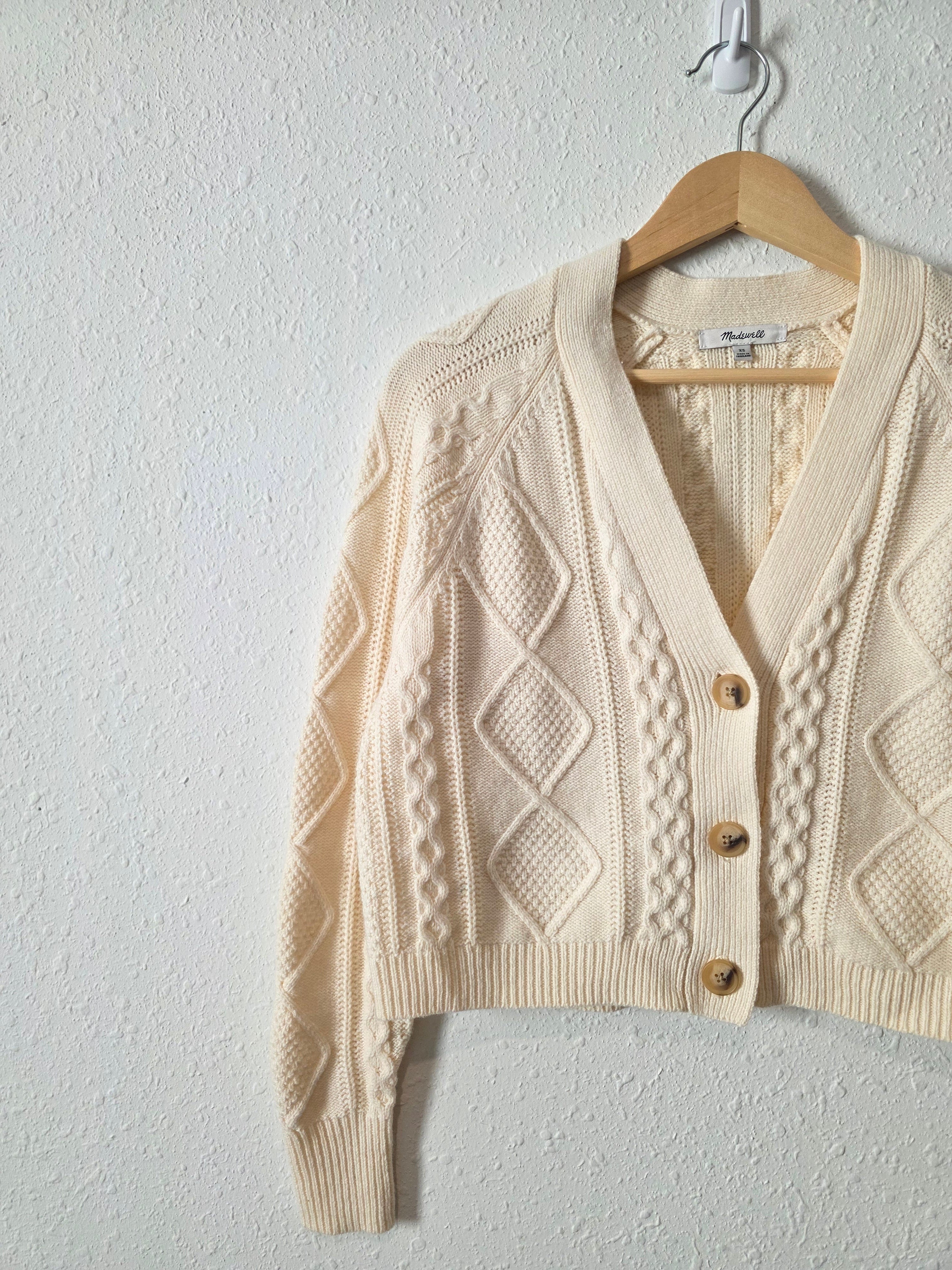 Madewell Cable Knit Crop Cardigan (XS)