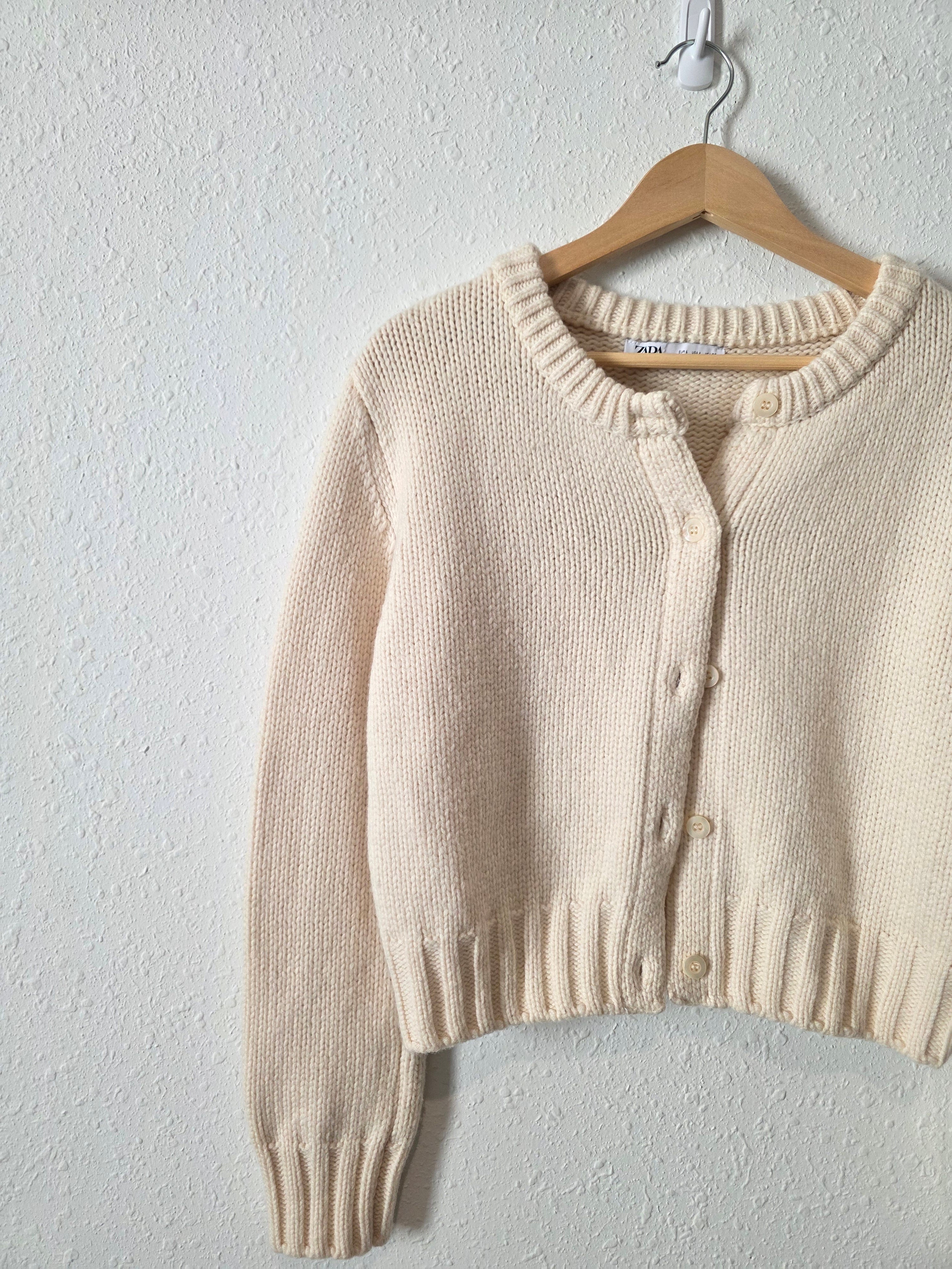 Zara Cream Button Front Cardigan (L)