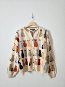 Vintage Cat Printed Cardigan (M/L)