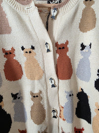 Vintage Cat Printed Cardigan (M/L)