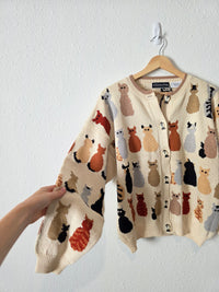 Vintage Cat Printed Cardigan (M/L)