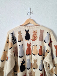 Vintage Cat Printed Cardigan (M/L)