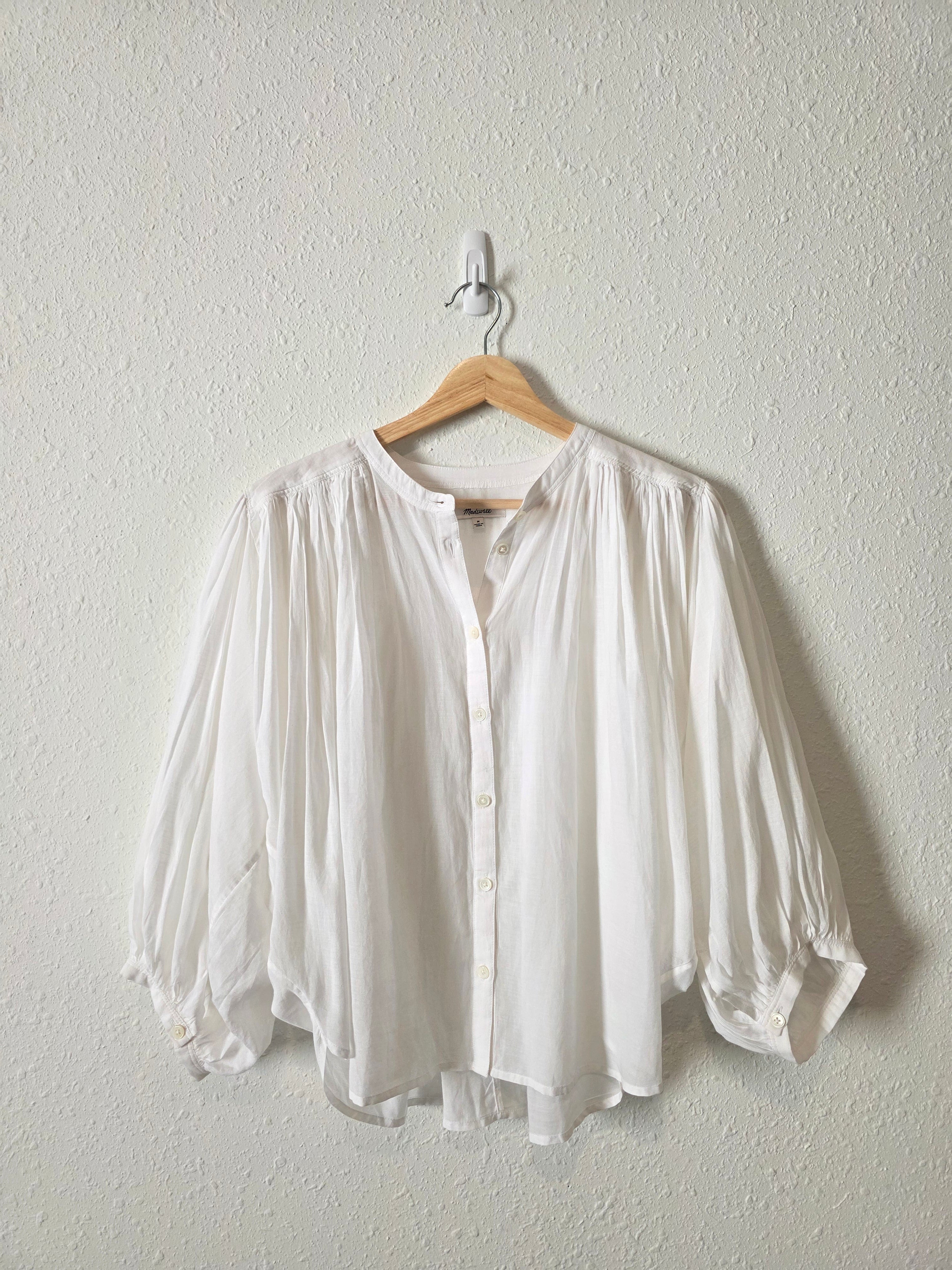 Madewell Puff Sleeve Button Up Top (M)