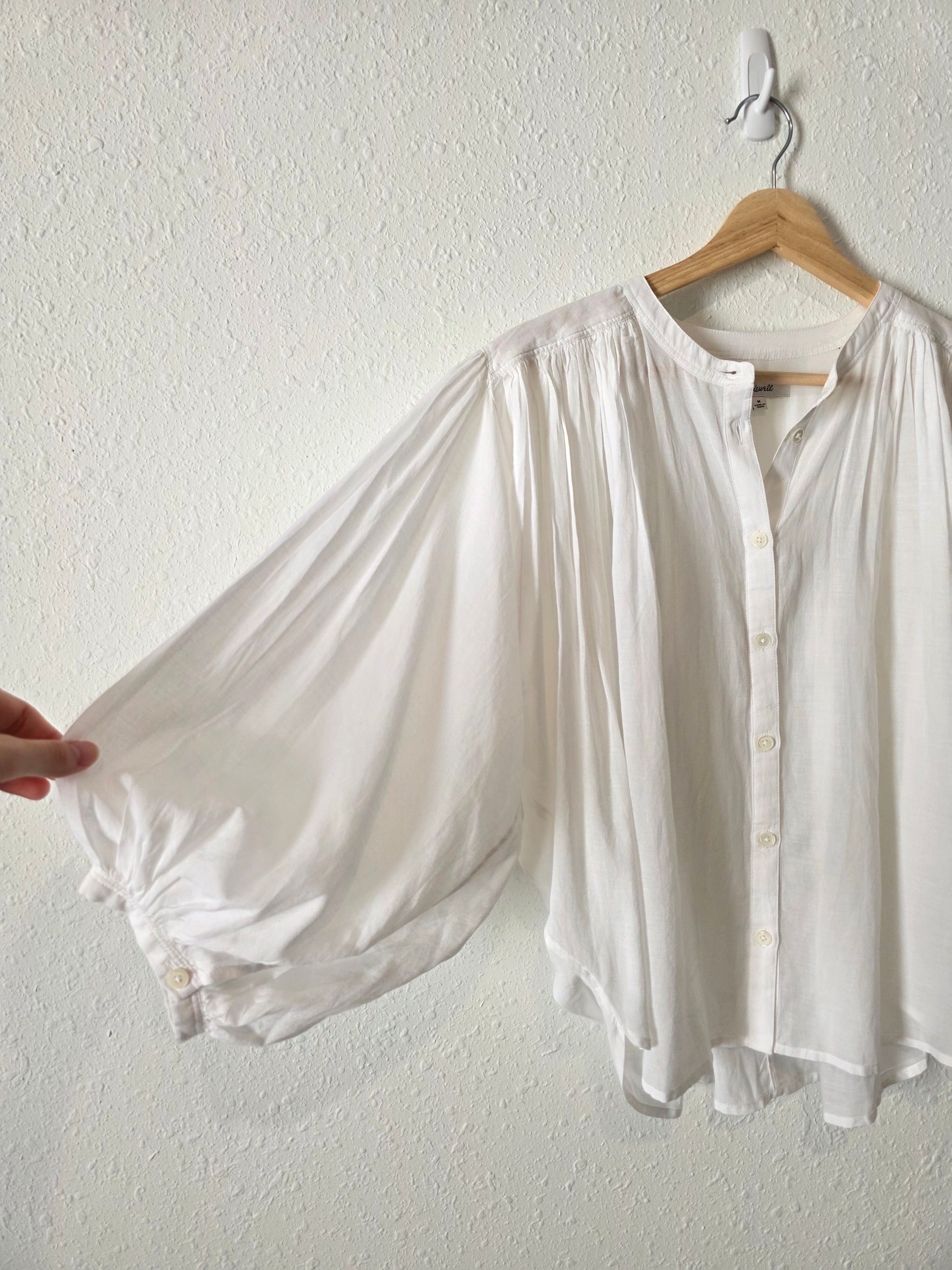 Madewell Puff Sleeve Button Up Top (M)