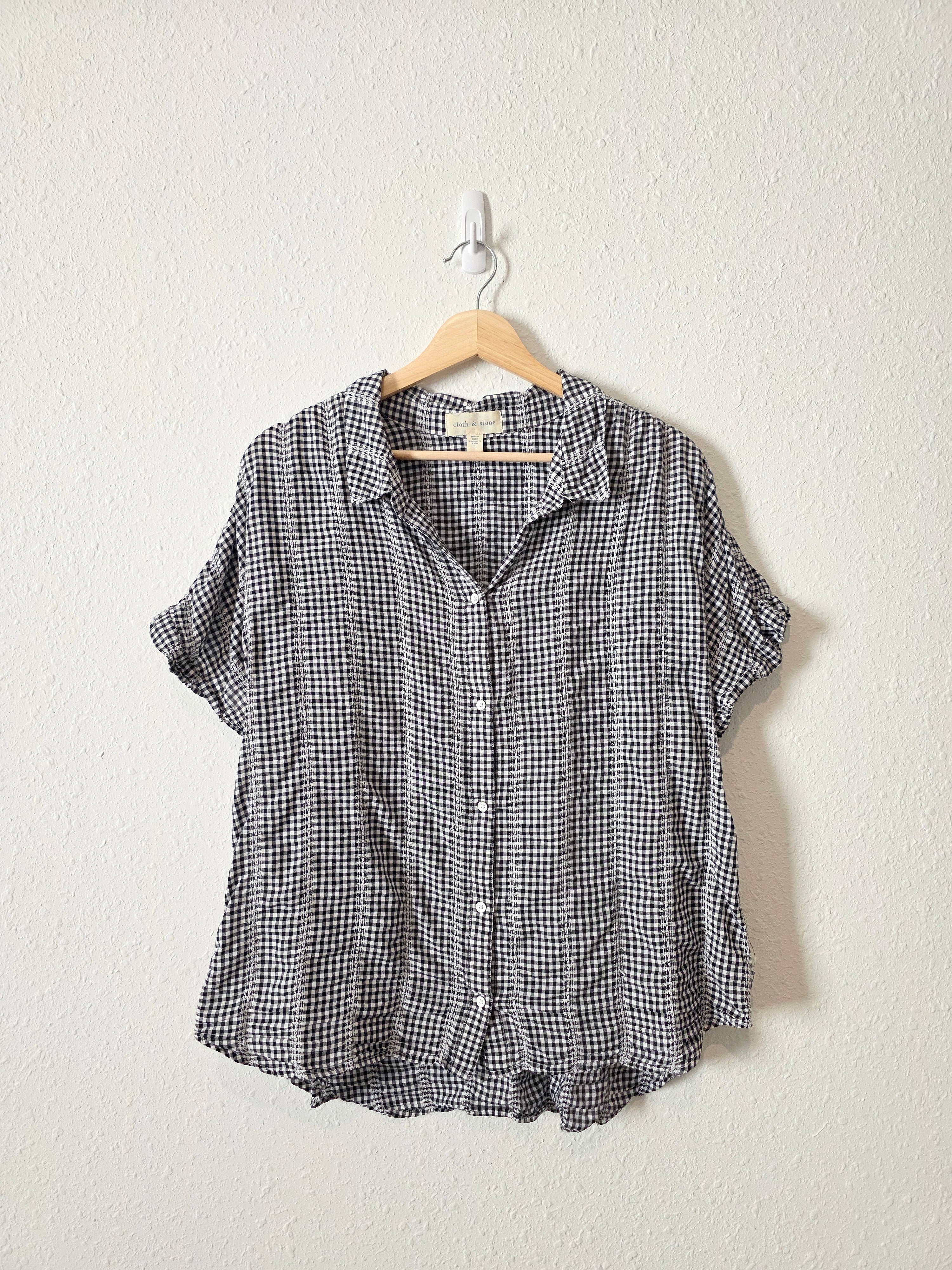 Anthropologie Gingham Relaxed Top (L)