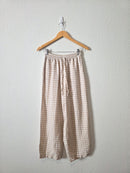 Magic Linen Neutral Gingham Pants (XS)