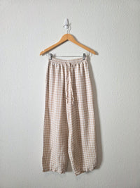 Magic Linen Neutral Gingham Pants (XS)