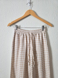 Magic Linen Neutral Gingham Pants (XS)