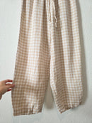 Magic Linen Neutral Gingham Pants (XS)