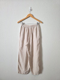 Magic Linen Neutral Gingham Pants (XS)