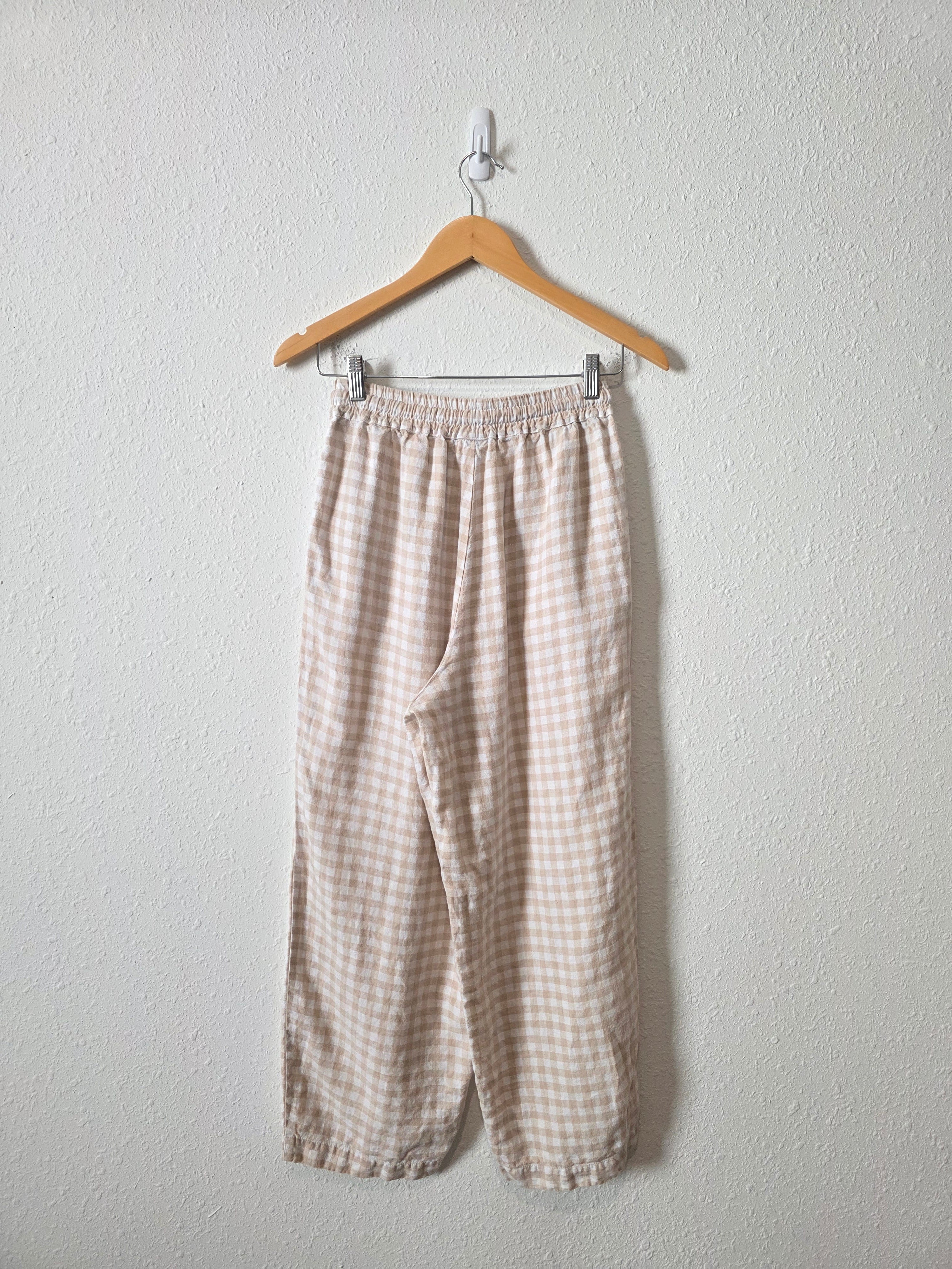 Magic Linen Neutral Gingham Pants (XS)