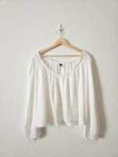 NEW Linen Blend Puff Sleeve Top (XXL)