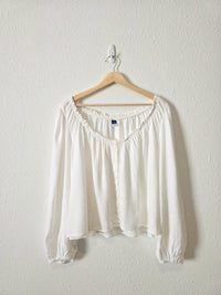 NEW Linen Blend Puff Sleeve Top (XXL)