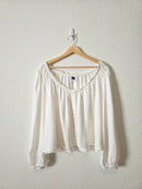 NEW Linen Blend Puff Sleeve Top (XXL)