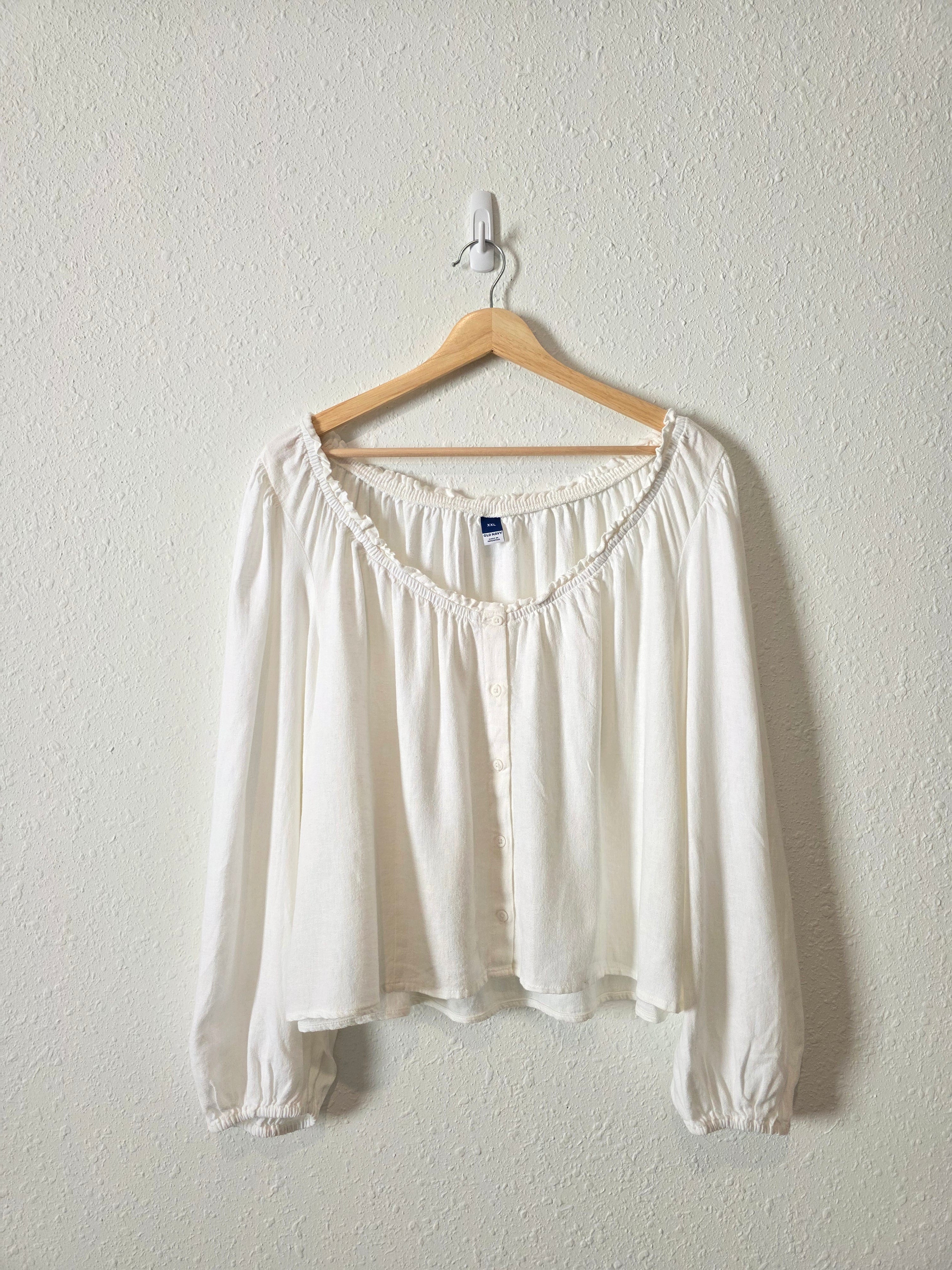NEW Linen Blend Puff Sleeve Top (XXL)