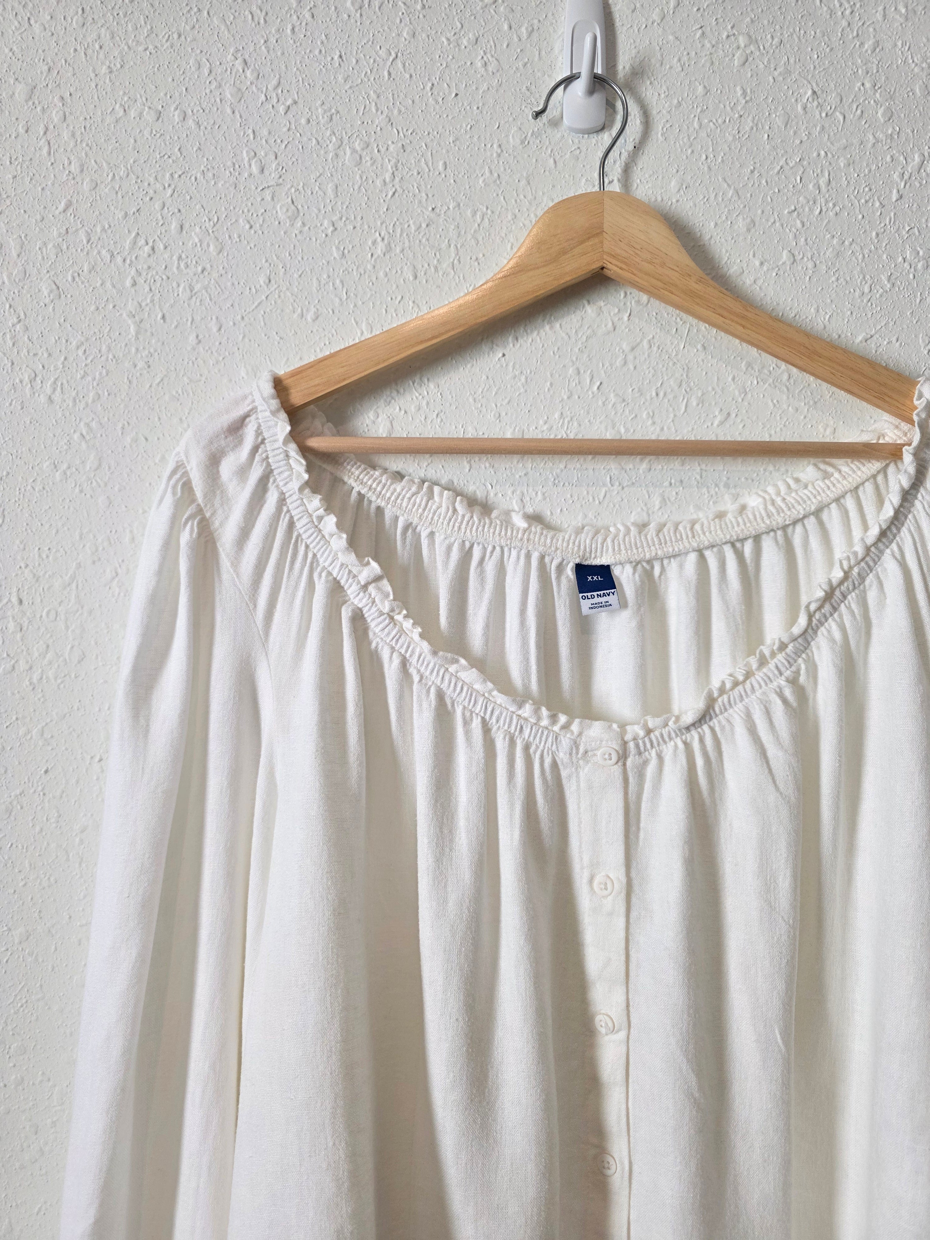 NEW Linen Blend Puff Sleeve Top (XXL)