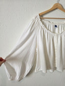 NEW Linen Blend Puff Sleeve Top (XXL)