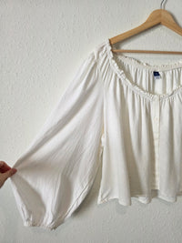 NEW Linen Blend Puff Sleeve Top (XXL)