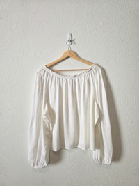 NEW Linen Blend Puff Sleeve Top (XXL)
