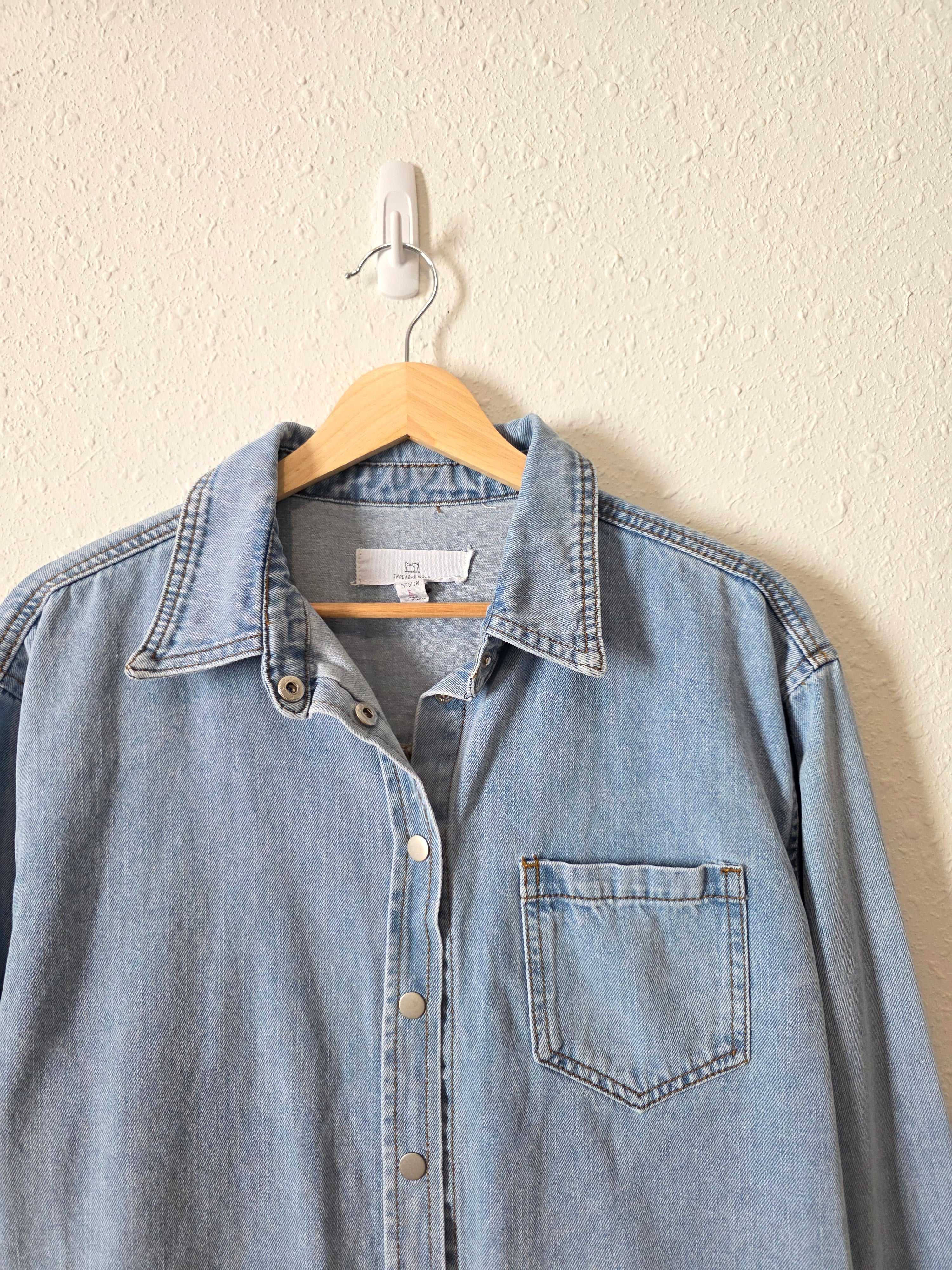Boxy Denim Button Up Shirt (M)