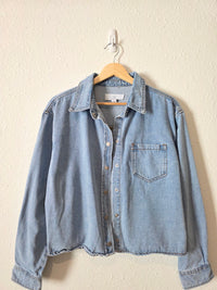 Boxy Denim Button Up Shirt (M)