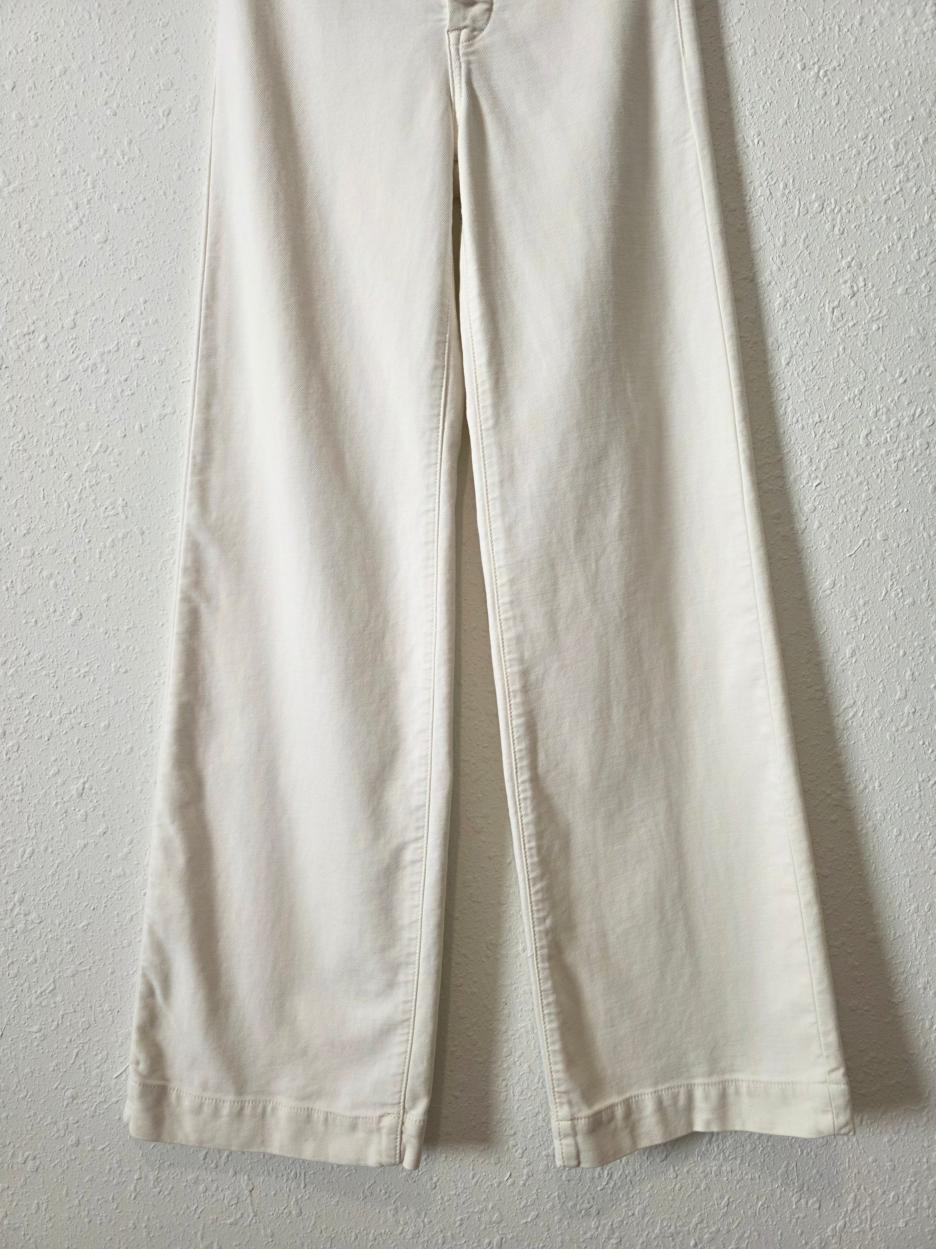 Faherty Ecru Wide Leg Pant (26)