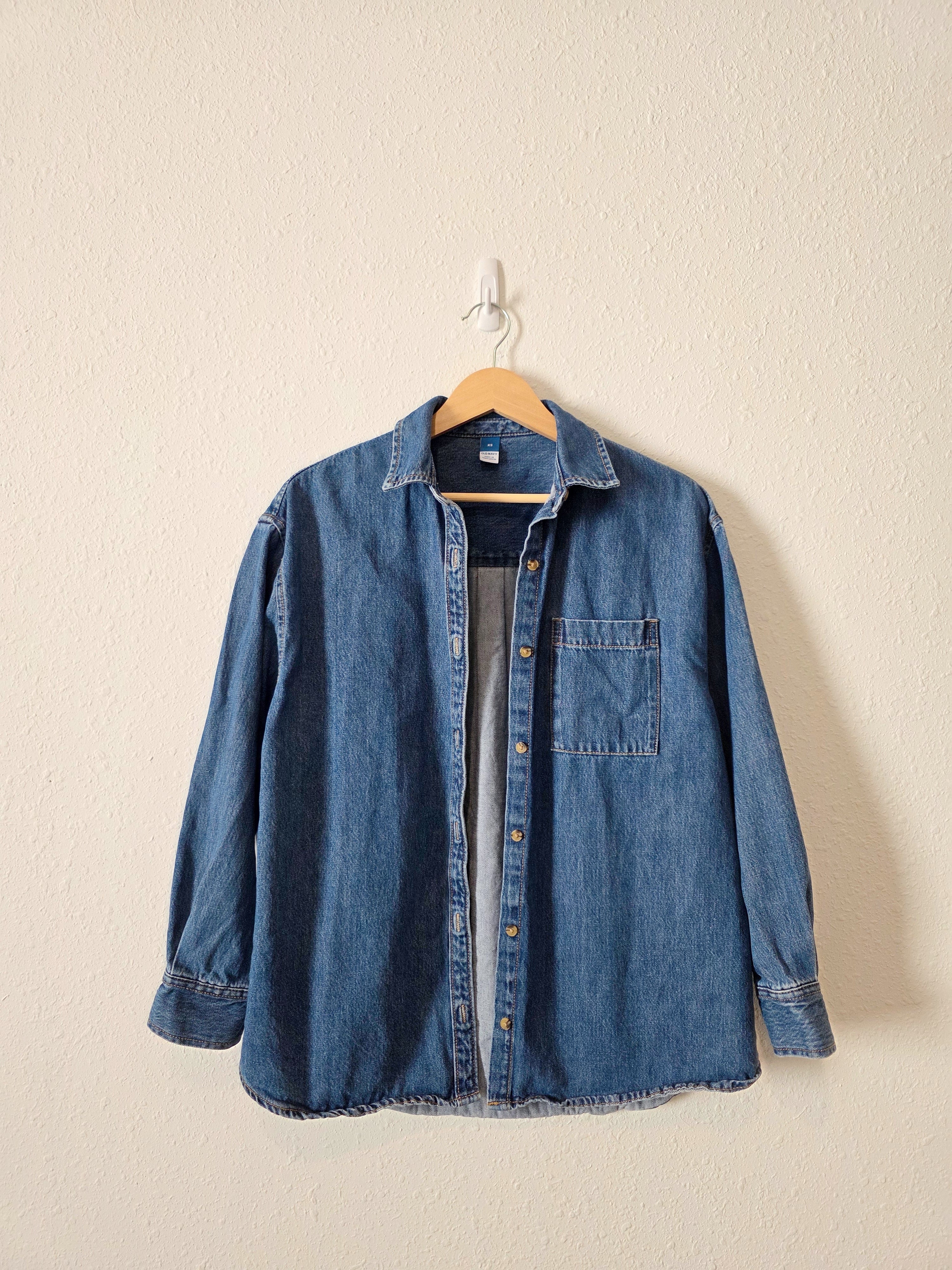 Denim Button Up Shirt Jacket (XS)