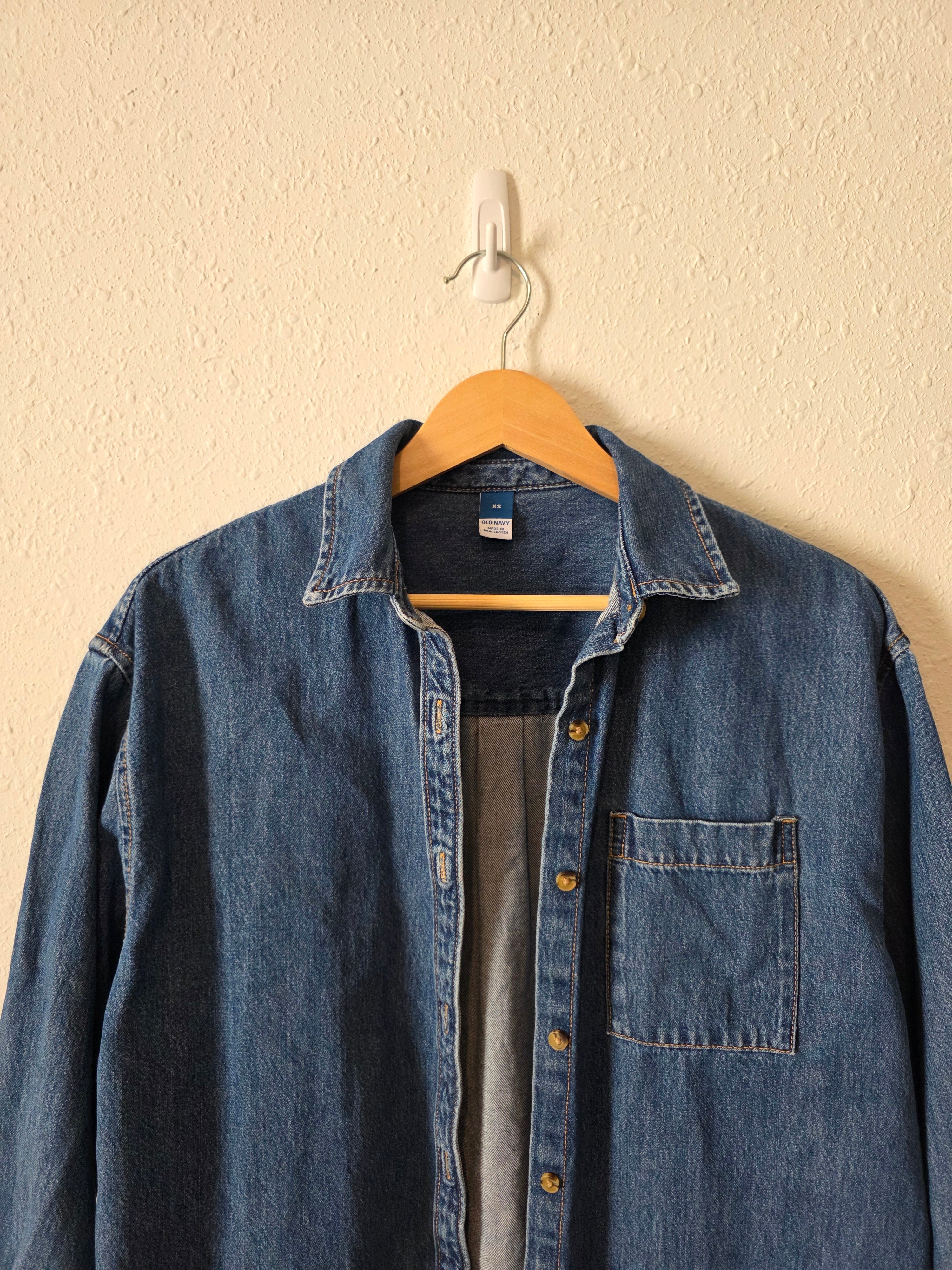 Denim Button Up Shirt Jacket (XS)