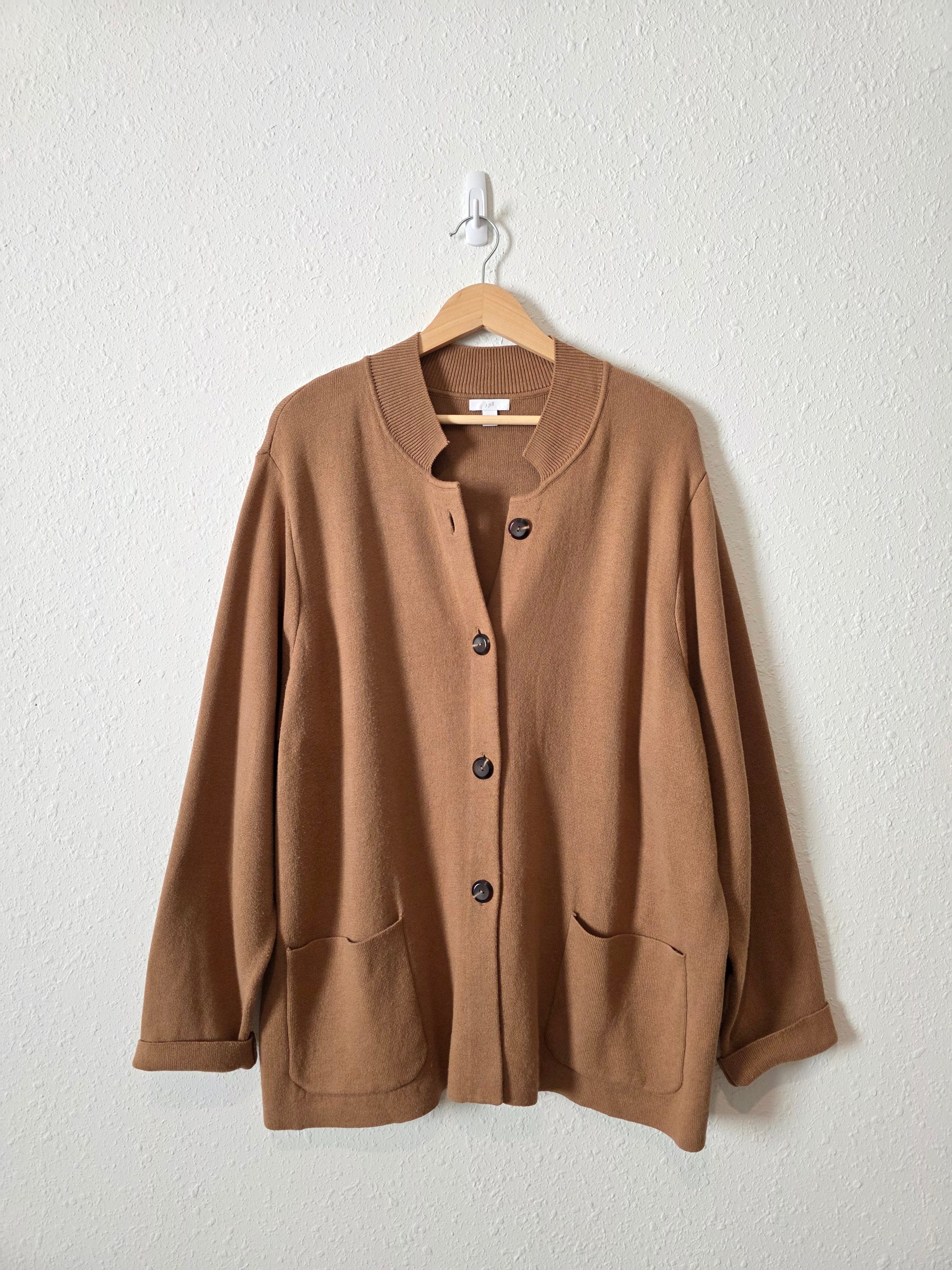 Brown Button Front Knit Cardigan (2X)