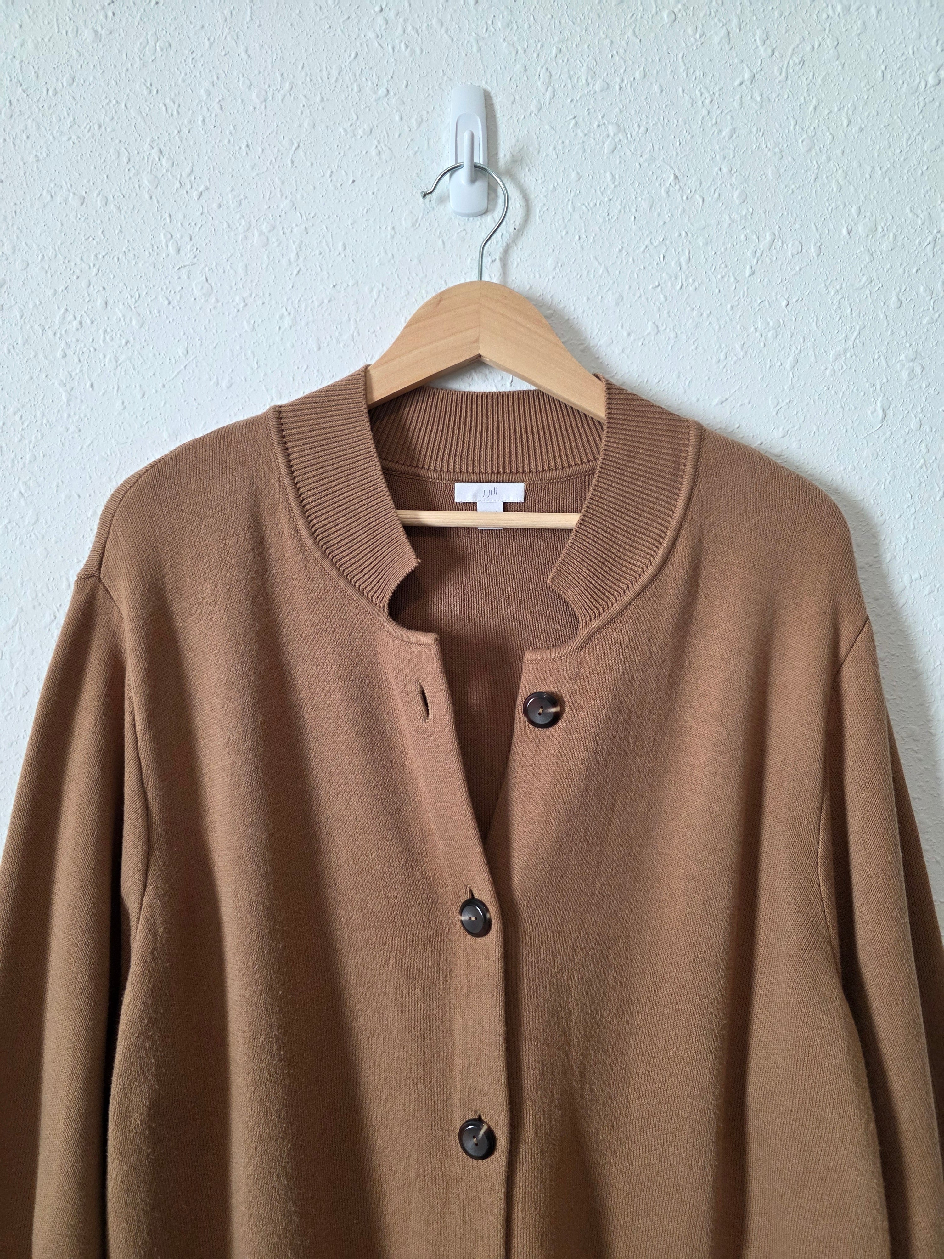 Brown Button Front Knit Cardigan (2X)