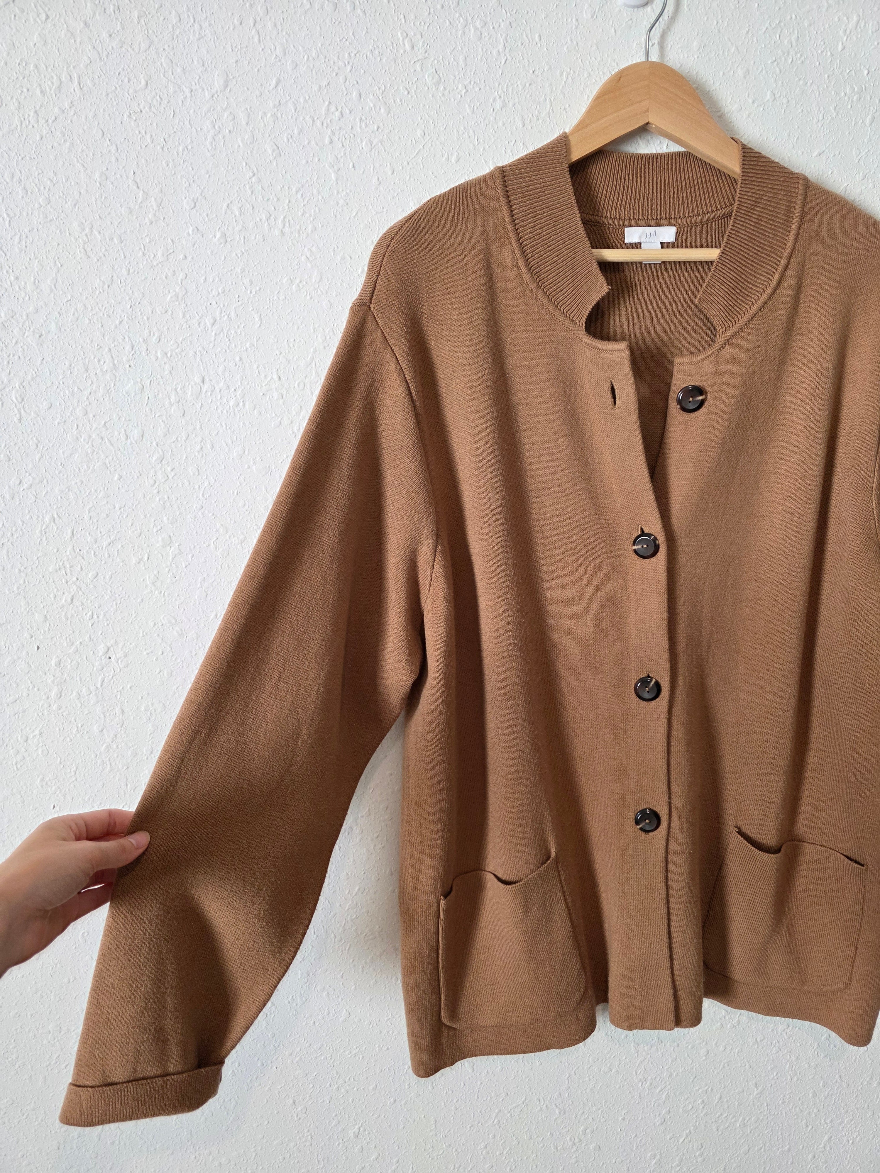 Brown Button Front Knit Cardigan (2X)