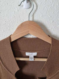 Brown Button Front Knit Cardigan (2X)