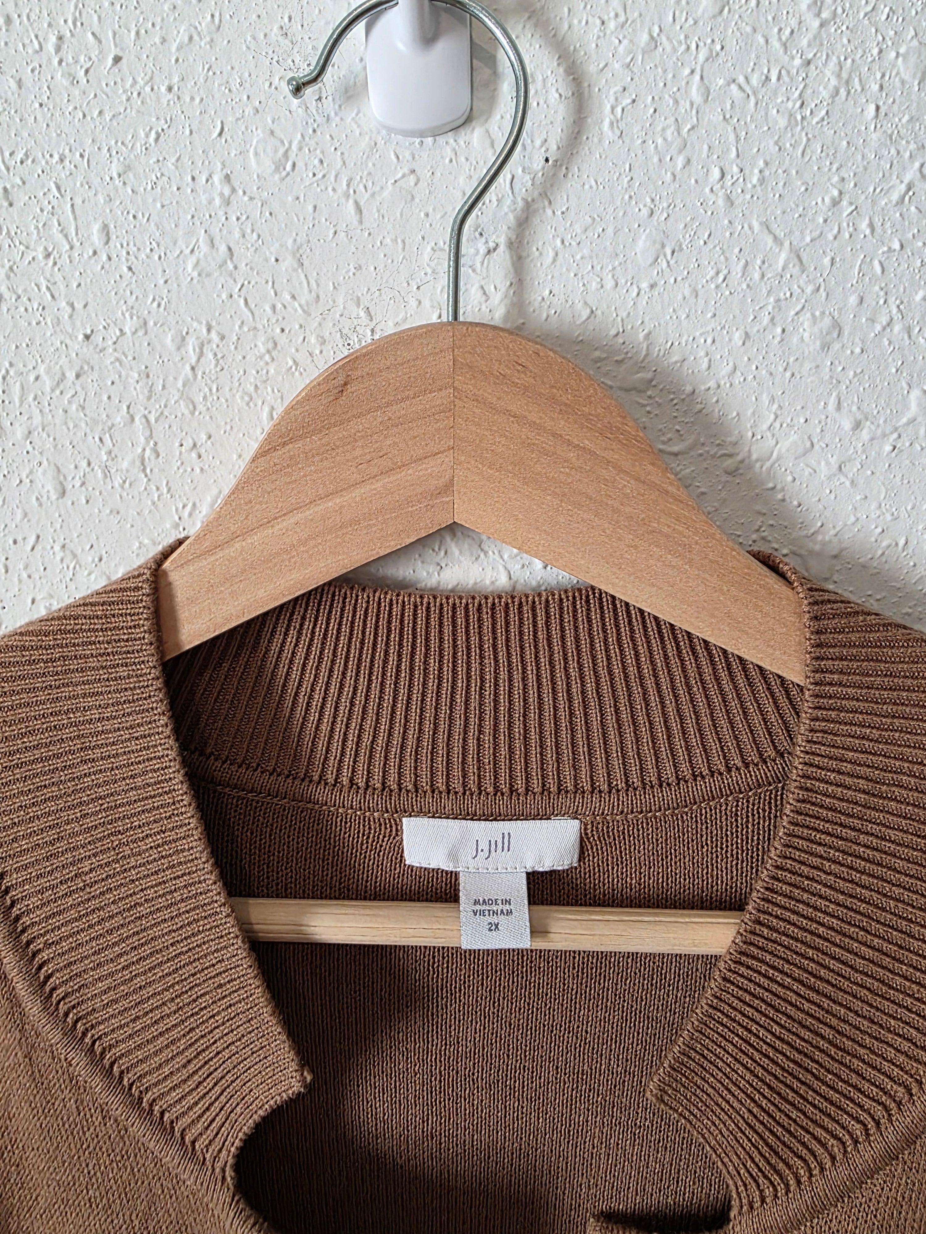 Brown Button Front Knit Cardigan (2X)