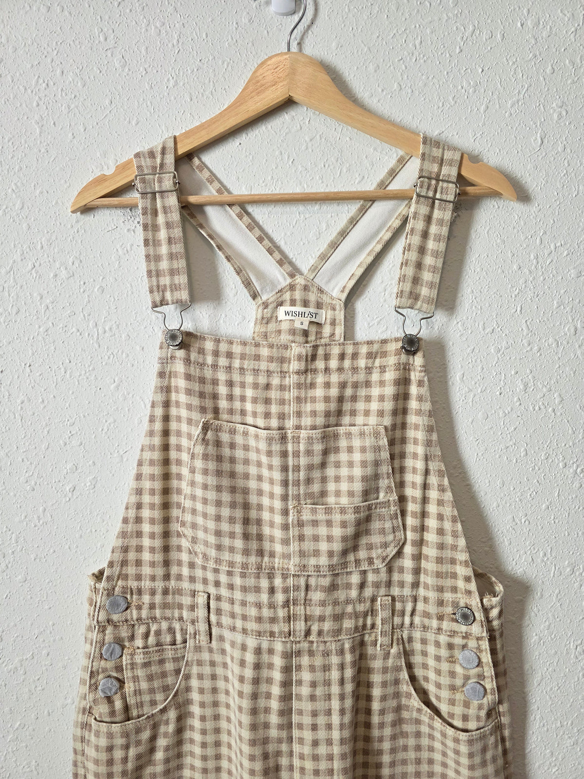 Wishlist Neutral Gingham Overalls (S)