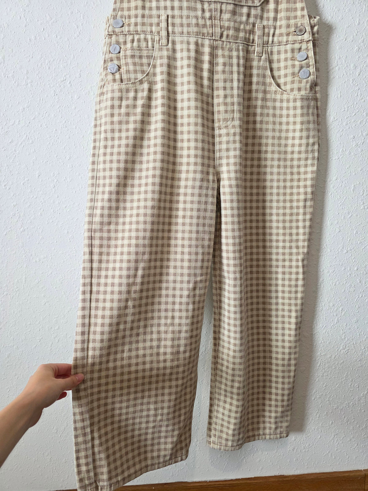 Wishlist Neutral Gingham Overalls (S)